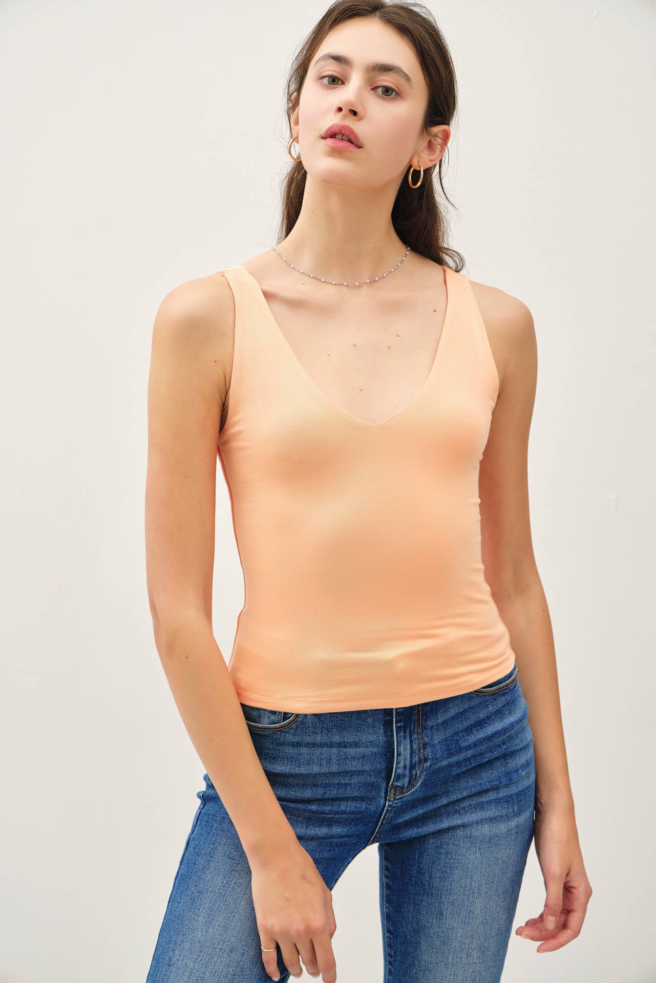 Be Cool BASIC THREADS V-NECK F AND B TANK Apricot