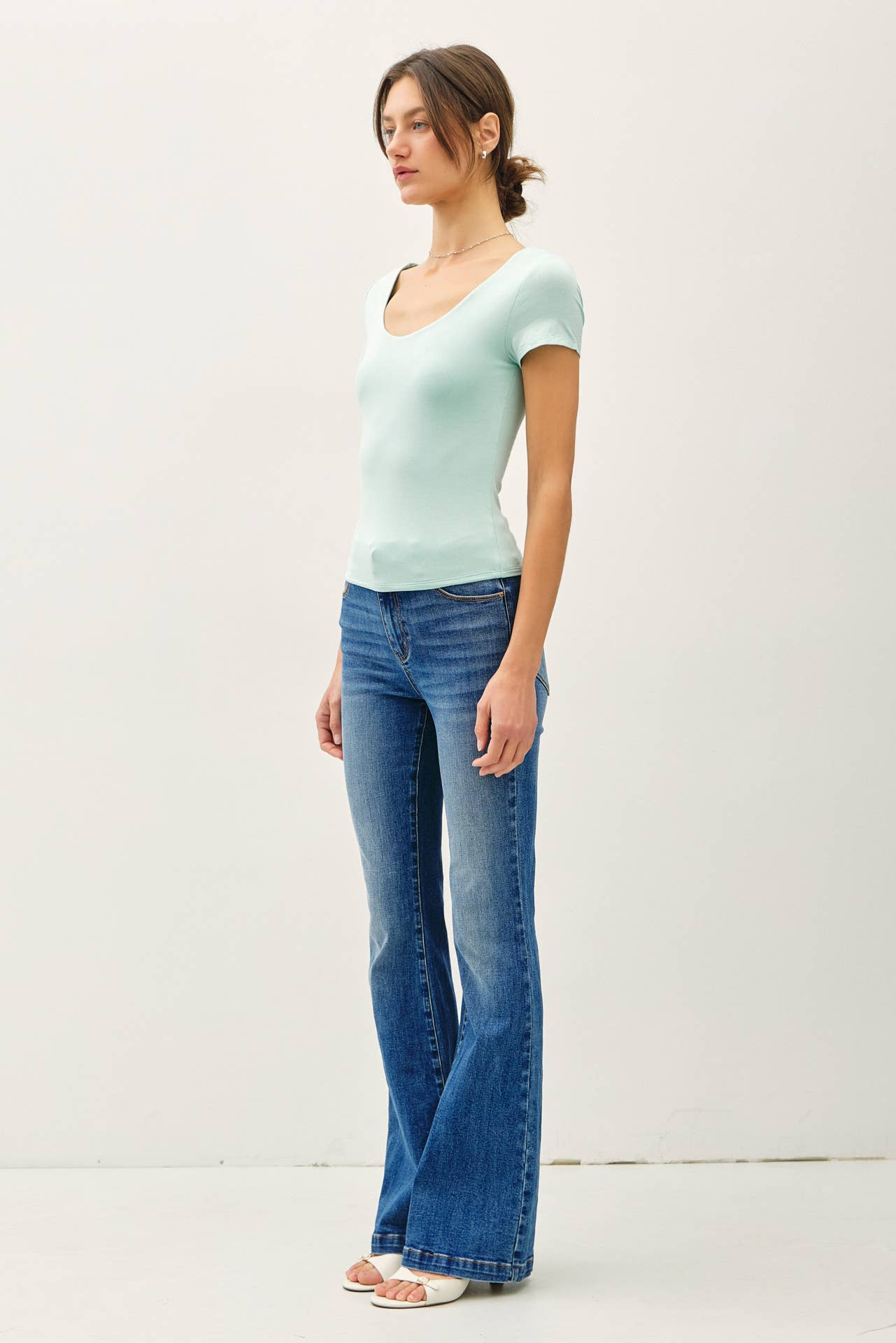 Be Cool BASIC DOUBLE LINED SCOOP NECK CAP SLEEVE TOP