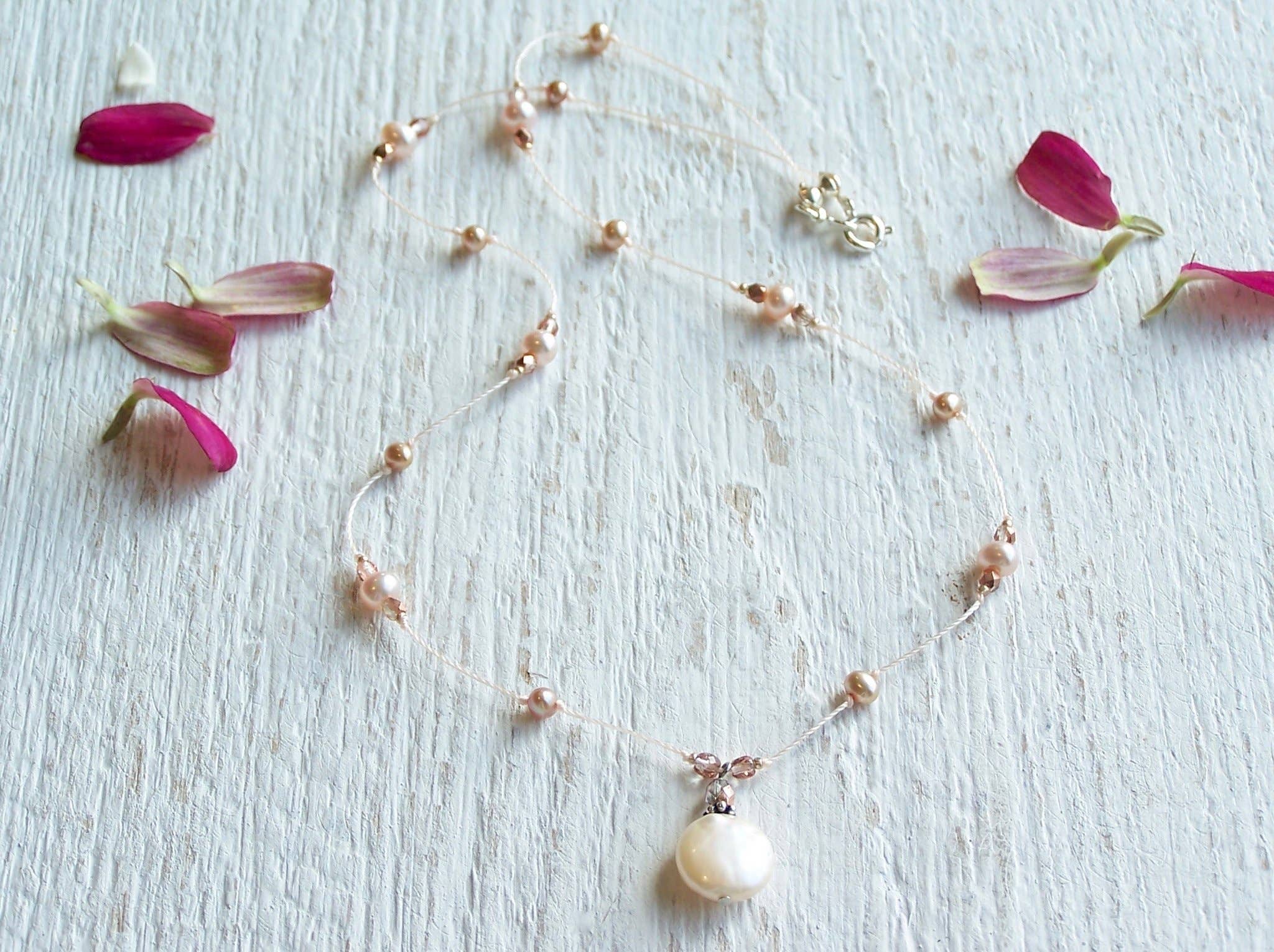 Jo Bird Jewelry Knotted Pearl Necklace - Center Yourself Necklace Champagne