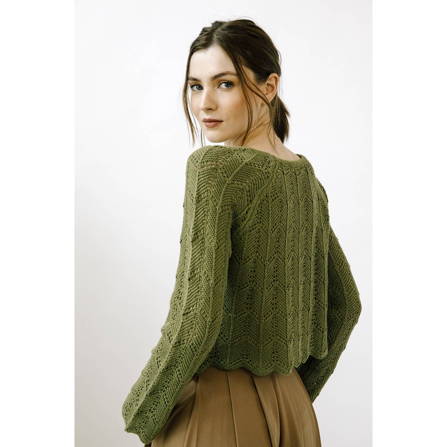 STORIA EVERGREEN CROCHET KNIT TOP