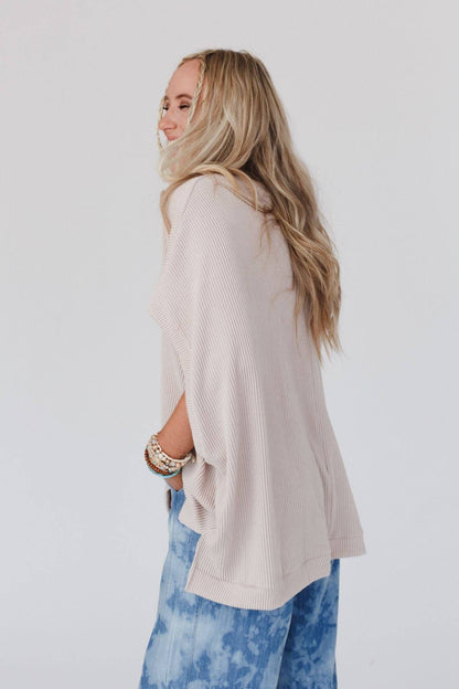 Three Bird Nest Moon Glow Texture Knit Top - Oat