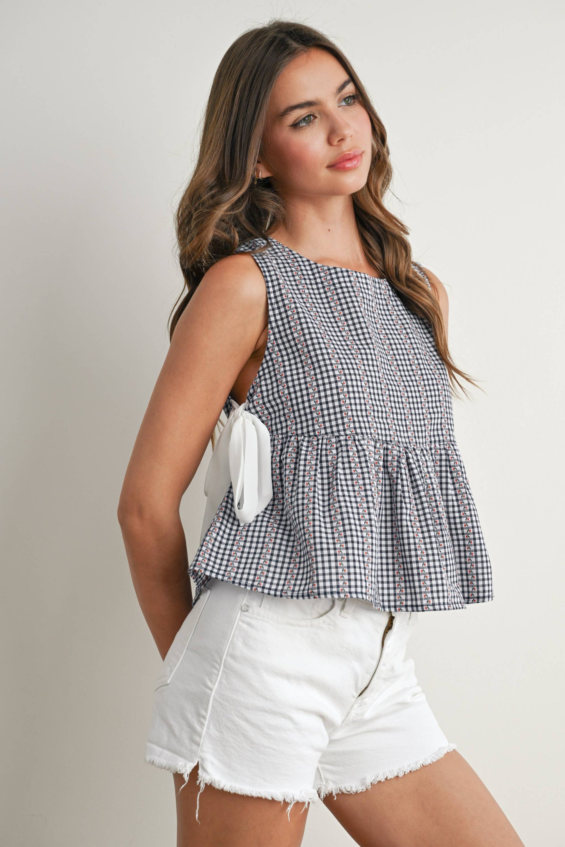 BUTTERMELON SKY MEADOW PEPLUM TOP