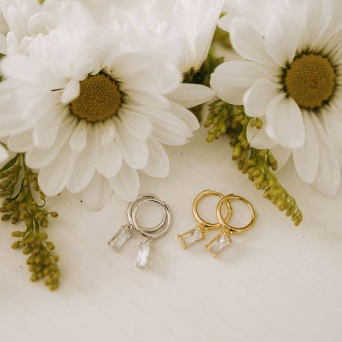 Mauve Jewelry Co. Sophie Baguette Diamond Dangle Hoops