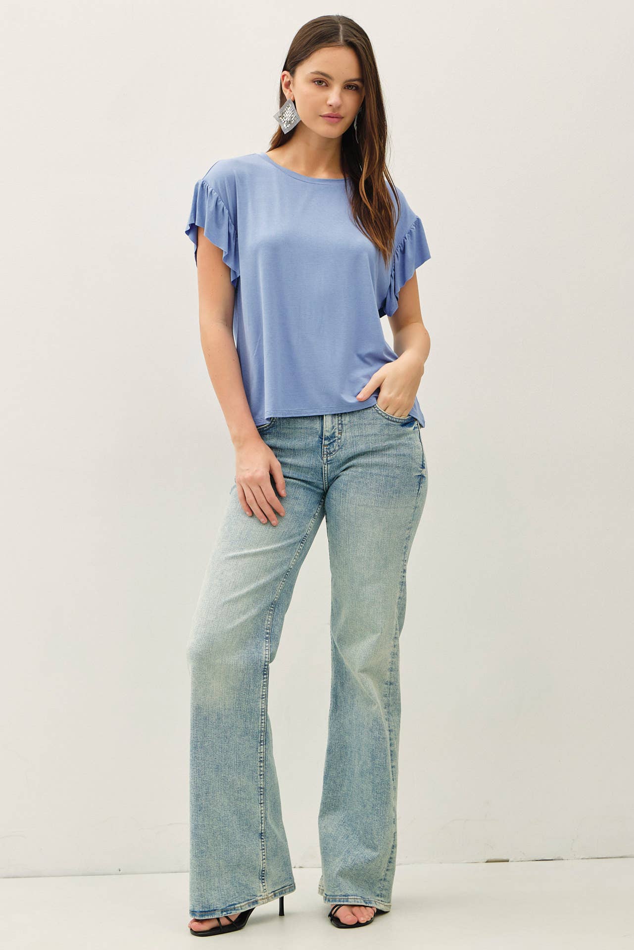 Be Cool BASIC THREADS RUFFLED SHORT SLEEVE TOP