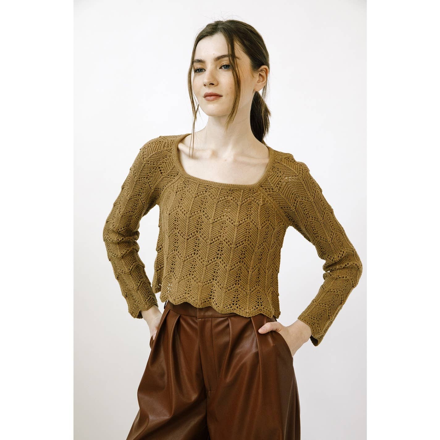 STORIA EVERGREEN CROCHET KNIT TOP