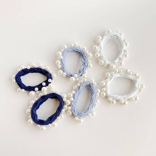 Adorro Coastal Textured Seamless Pearl Hair Ties (Set of 6)