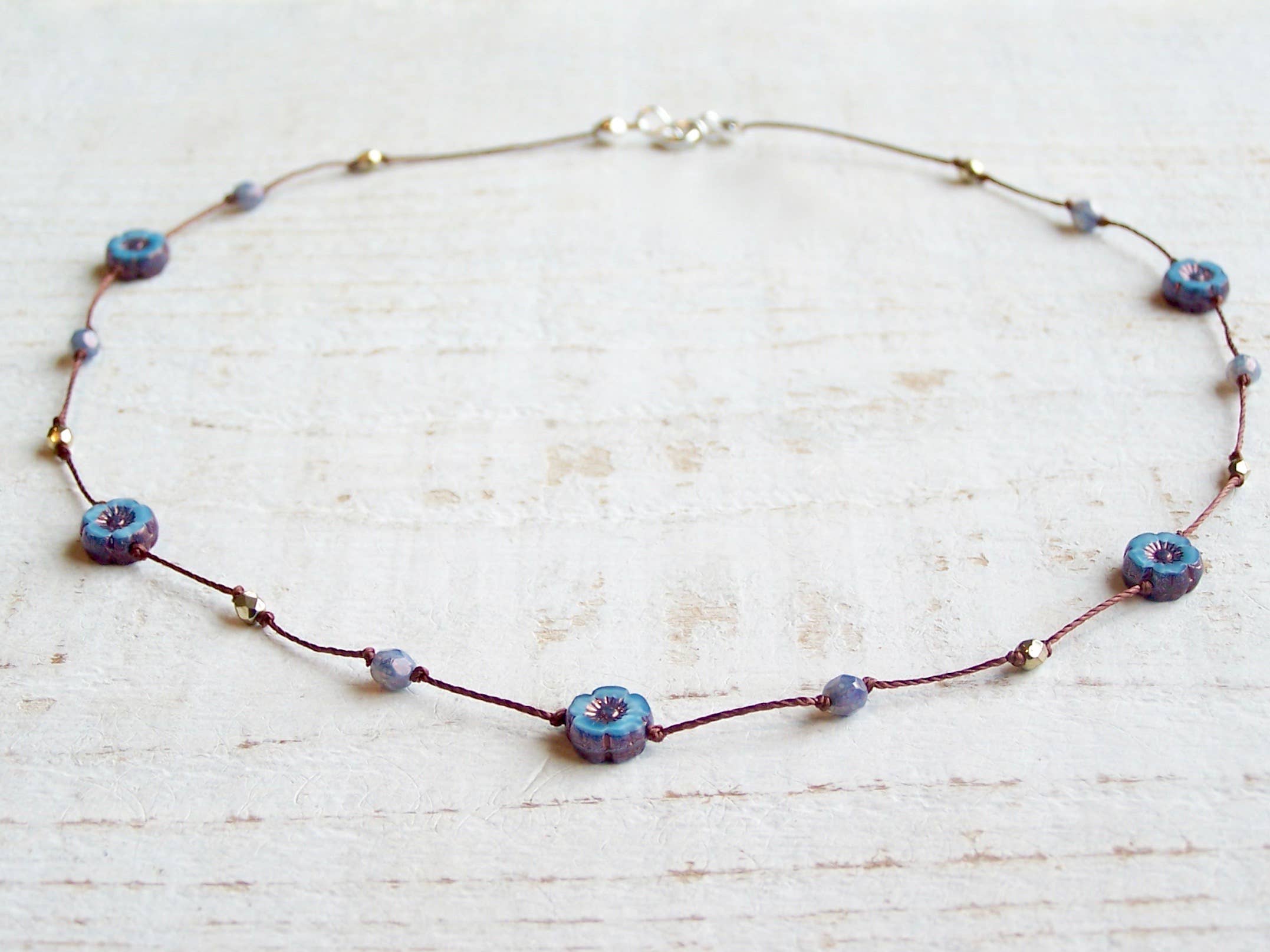 Jo Bird Jewelry Petit Hibiscus Necklace Periwinkle Blue