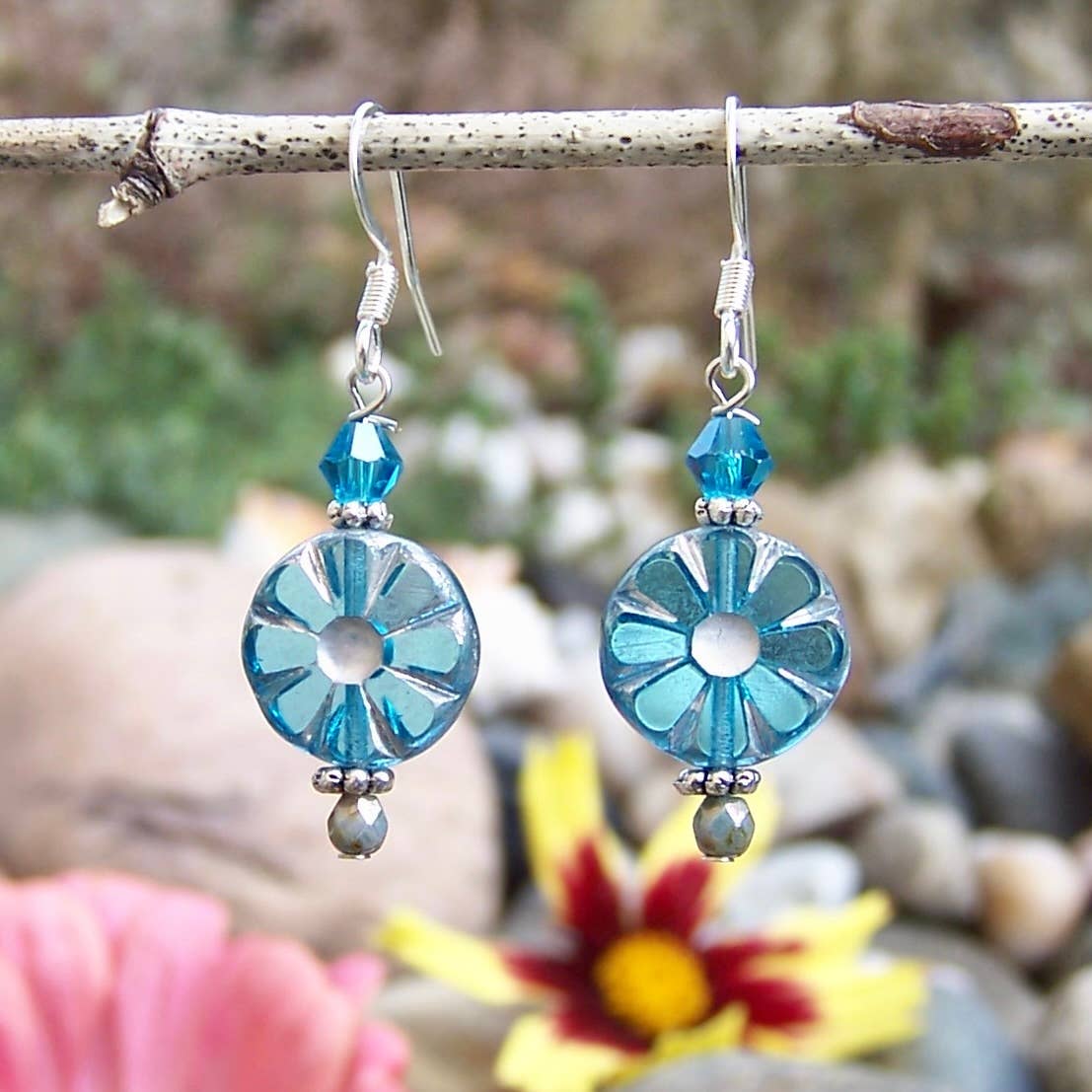Jo Bird Jewelry Flower Earrings Cerulean