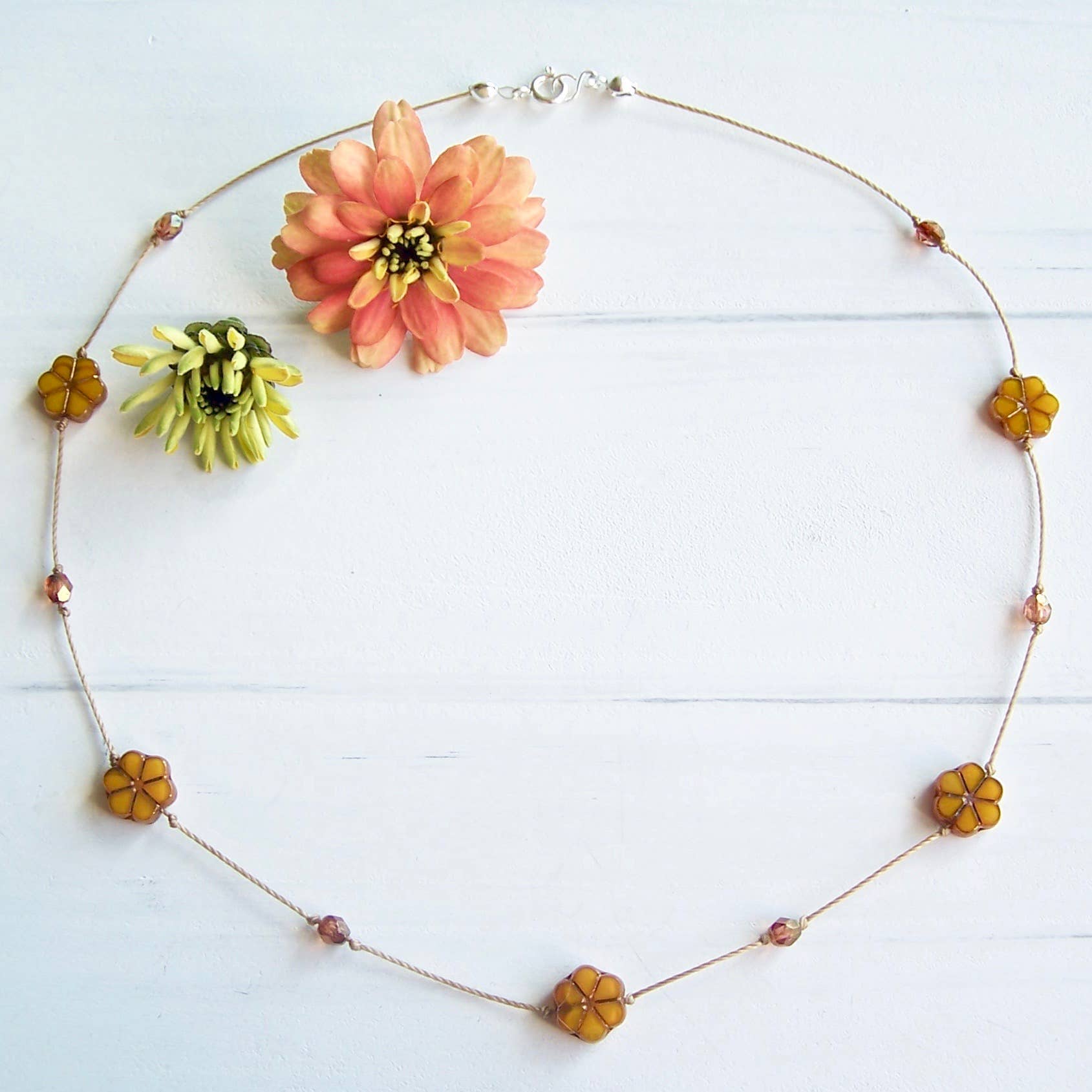 Jo Bird Jewelry Forget Me Not Necklace Golden Honey