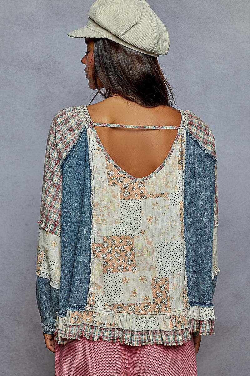 Pol Clothing October Patchwork Top