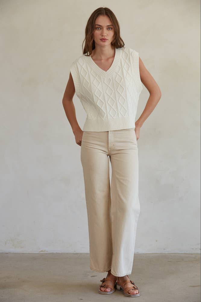 By Together Kristie Knit Sweater Vest Ivory M