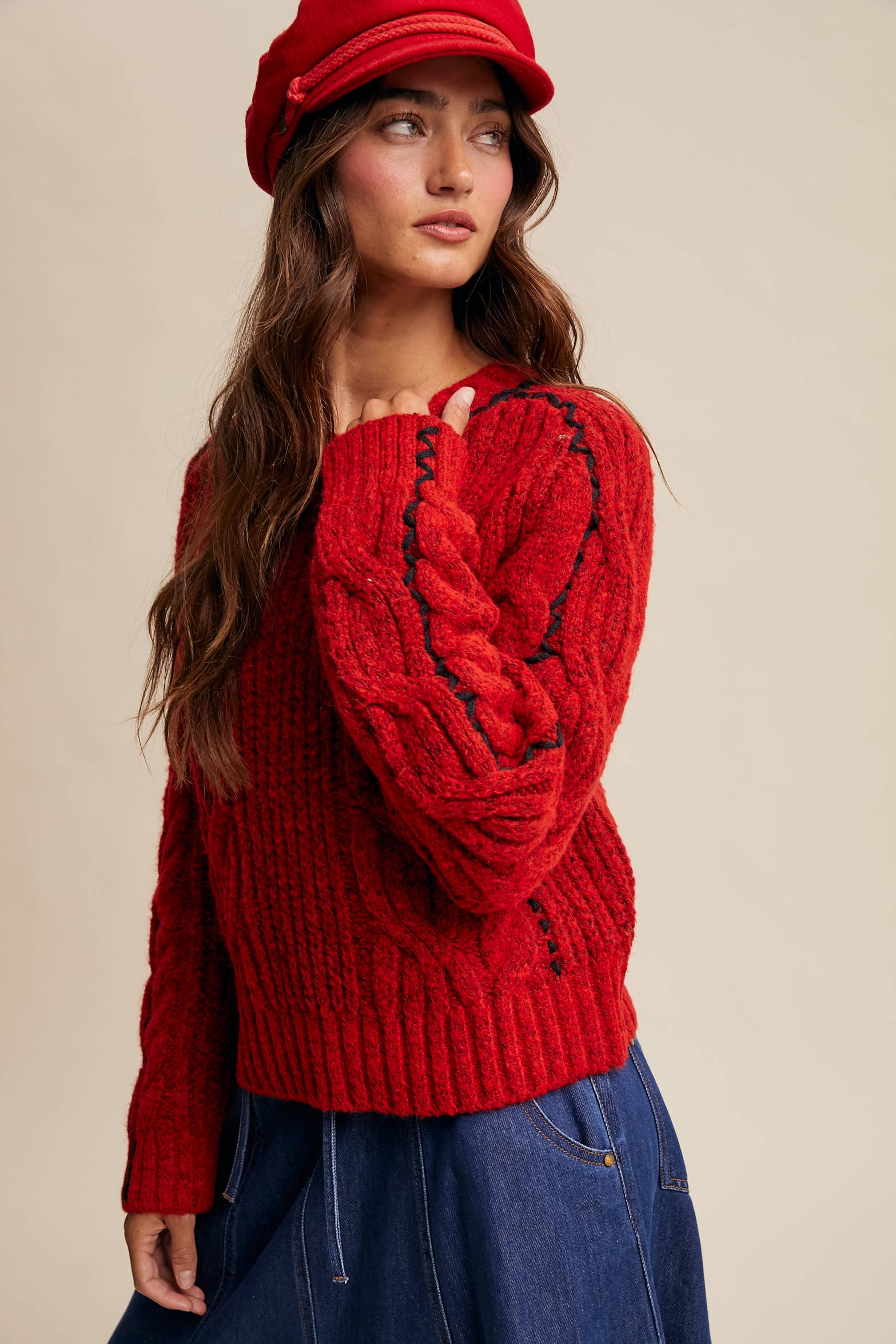 Listicle Fireside Cable Knit Sweater