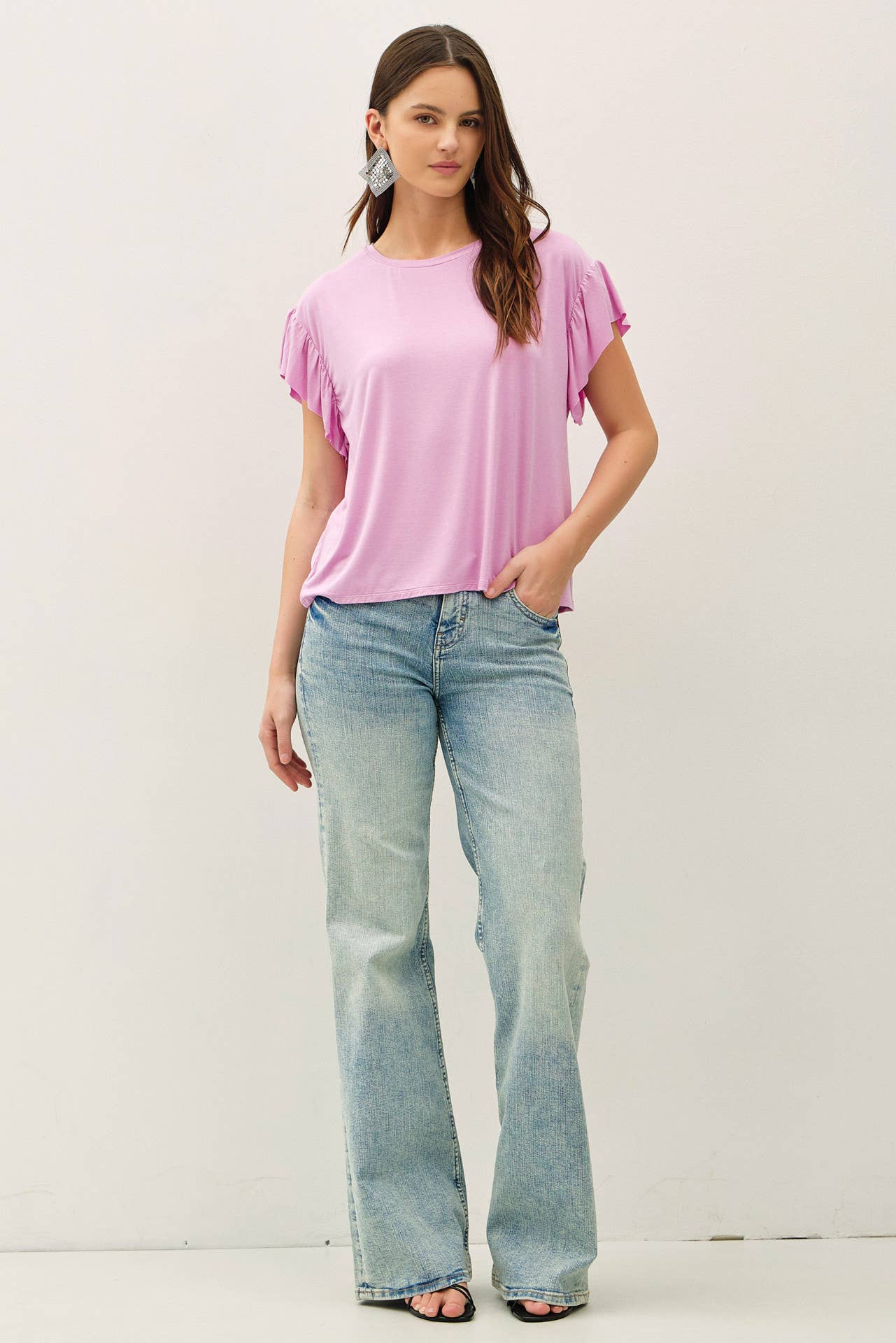 Be Cool BASIC THREADS RUFFLED SHORT SLEEVE TOP