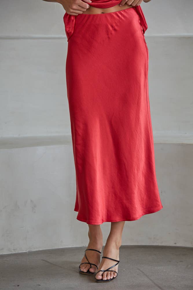 By Together Heartbreaker Midi Skirt Red