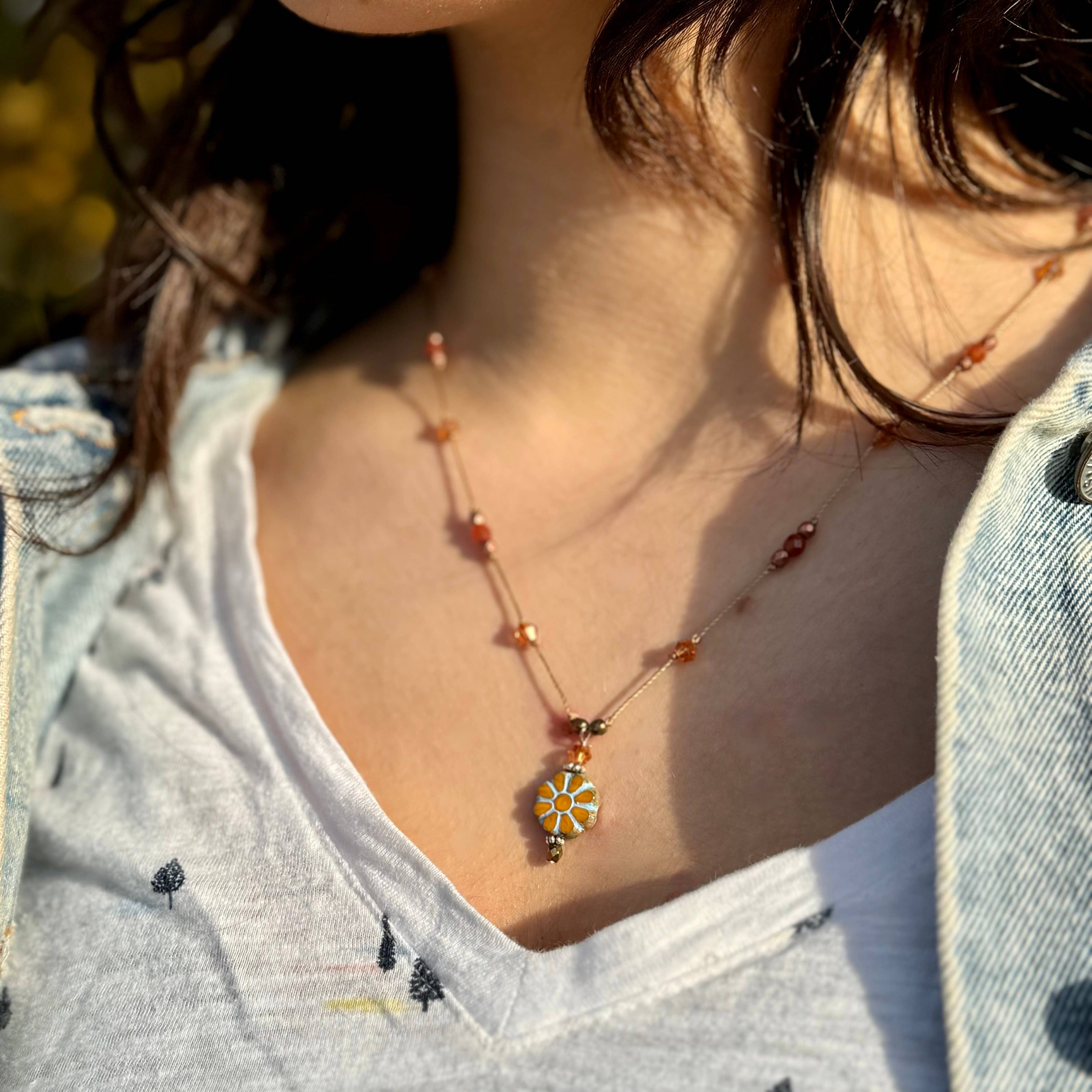 Jo Bird Jewelry Flower Pendant Necklace