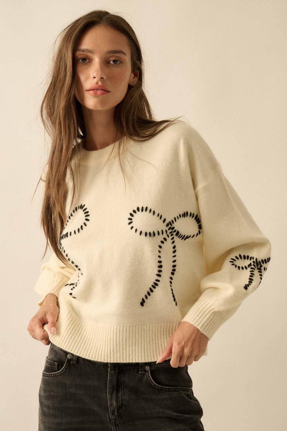 Promesa USA Put a Bow on it Sweater Cream