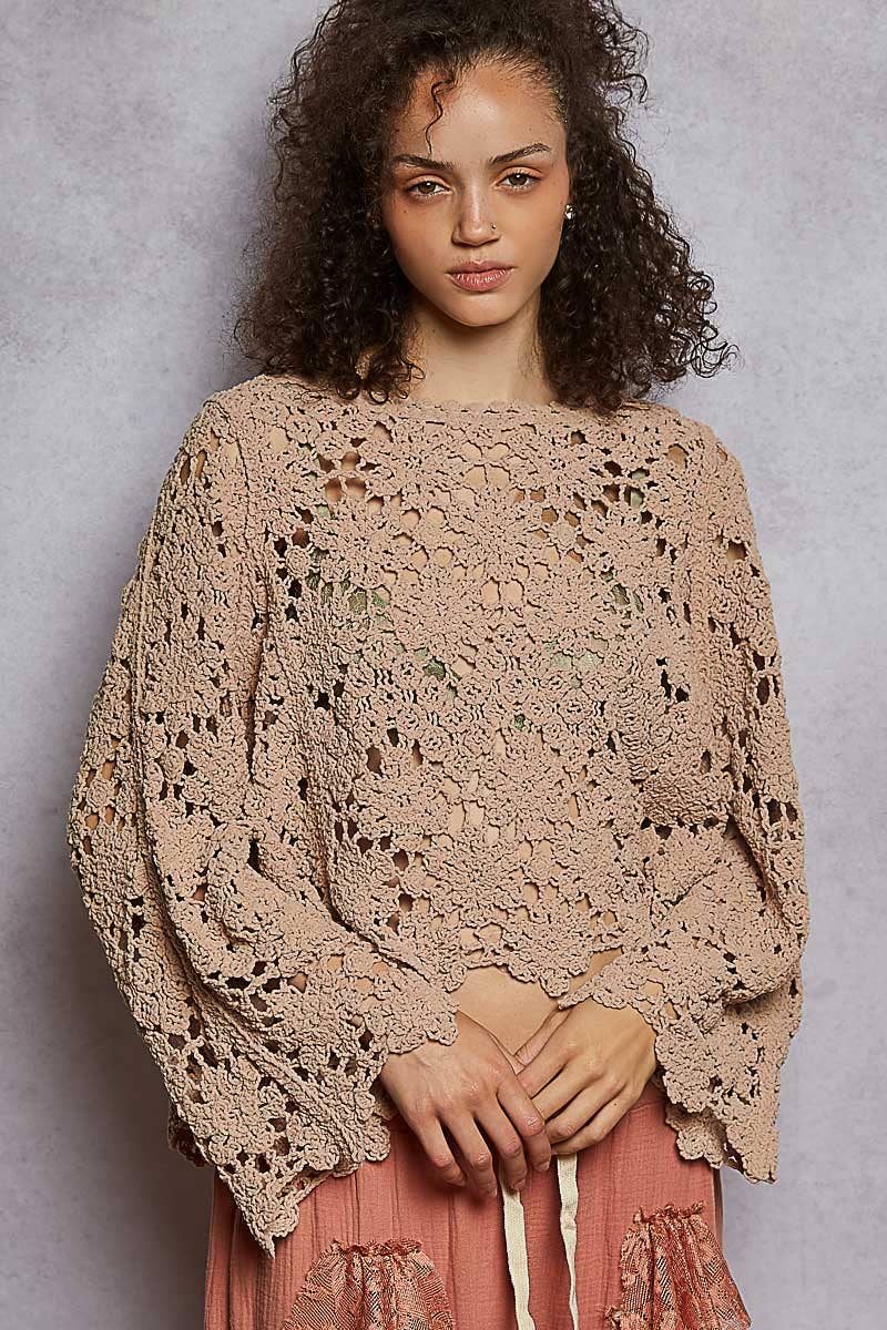 Pol Clothing Bayside Bonfire Crochet Top