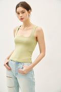 Be Cool BASIC THREADS DOUBLE LINED SQUARE NECK TANK Pistachio