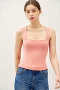 Be Cool BASIC THREADS DOUBLE LINED SQUARE NECK TANK Dusty Coral