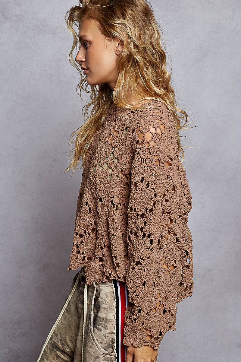 Pol Clothing Bayside Bonfire Crochet Top