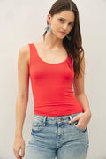 Be Cool BASIC THREADS SCOOP NECK TANK TOMATO