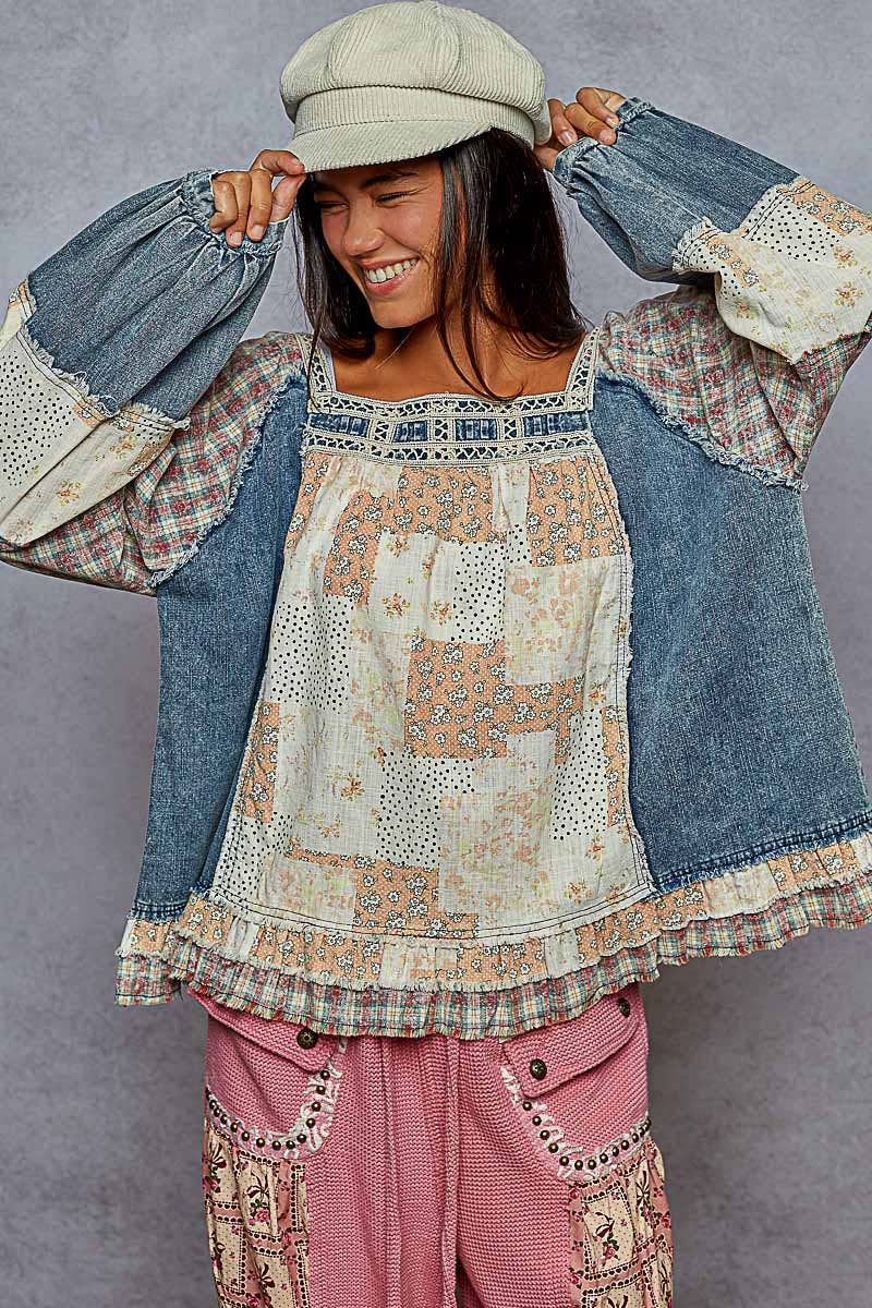 Pol Clothing October Patchwork Top