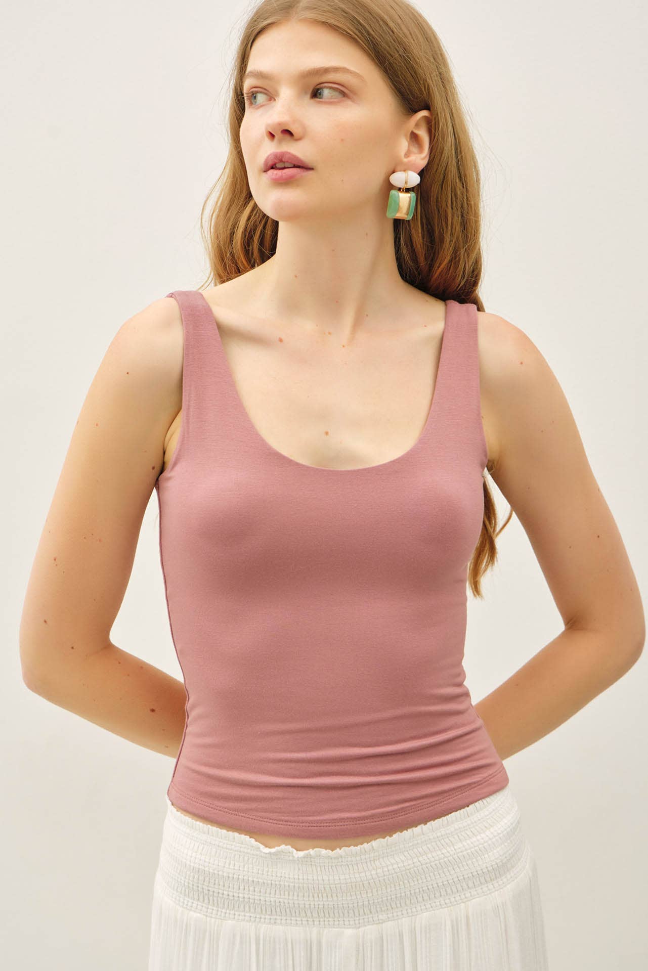 Be Cool BASIC THREADS SCOOP NECK TANK DK.MAUVE