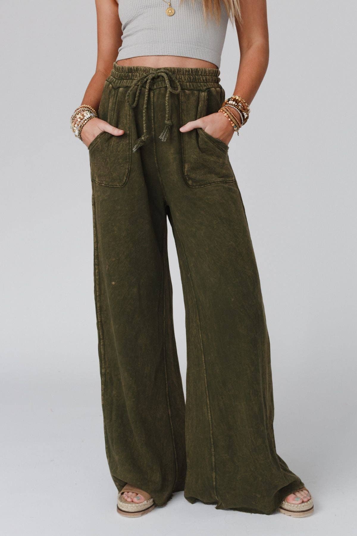 Three Bird Nest Relaxing Robin Wide Leg Pant - New Olive