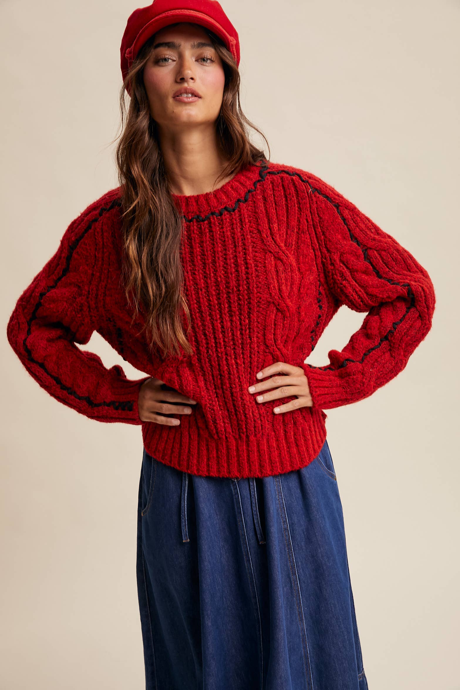 Listicle Fireside Cable Knit Sweater