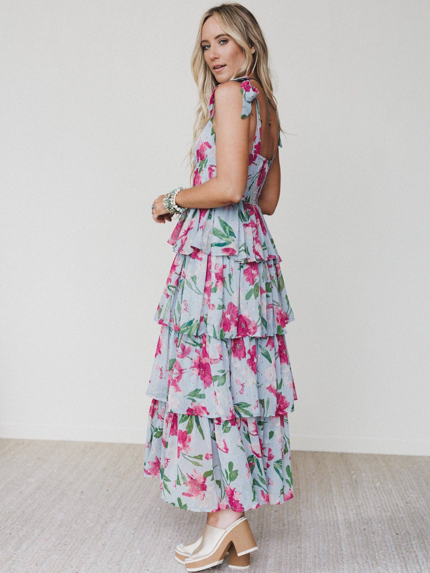 Three Bird Nest Lila Bloom Maxi Dress - Dusty Blue