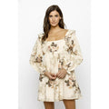 STORIA AUTUMN BOUQUET BABY DOLL DRESS BEIGE FLORAL