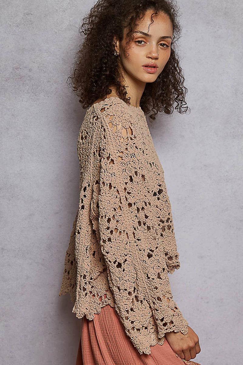 Pol Clothing Bayside Bonfire Crochet Top