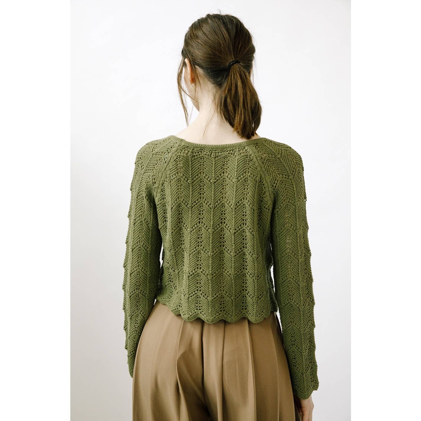 STORIA EVERGREEN CROCHET KNIT TOP