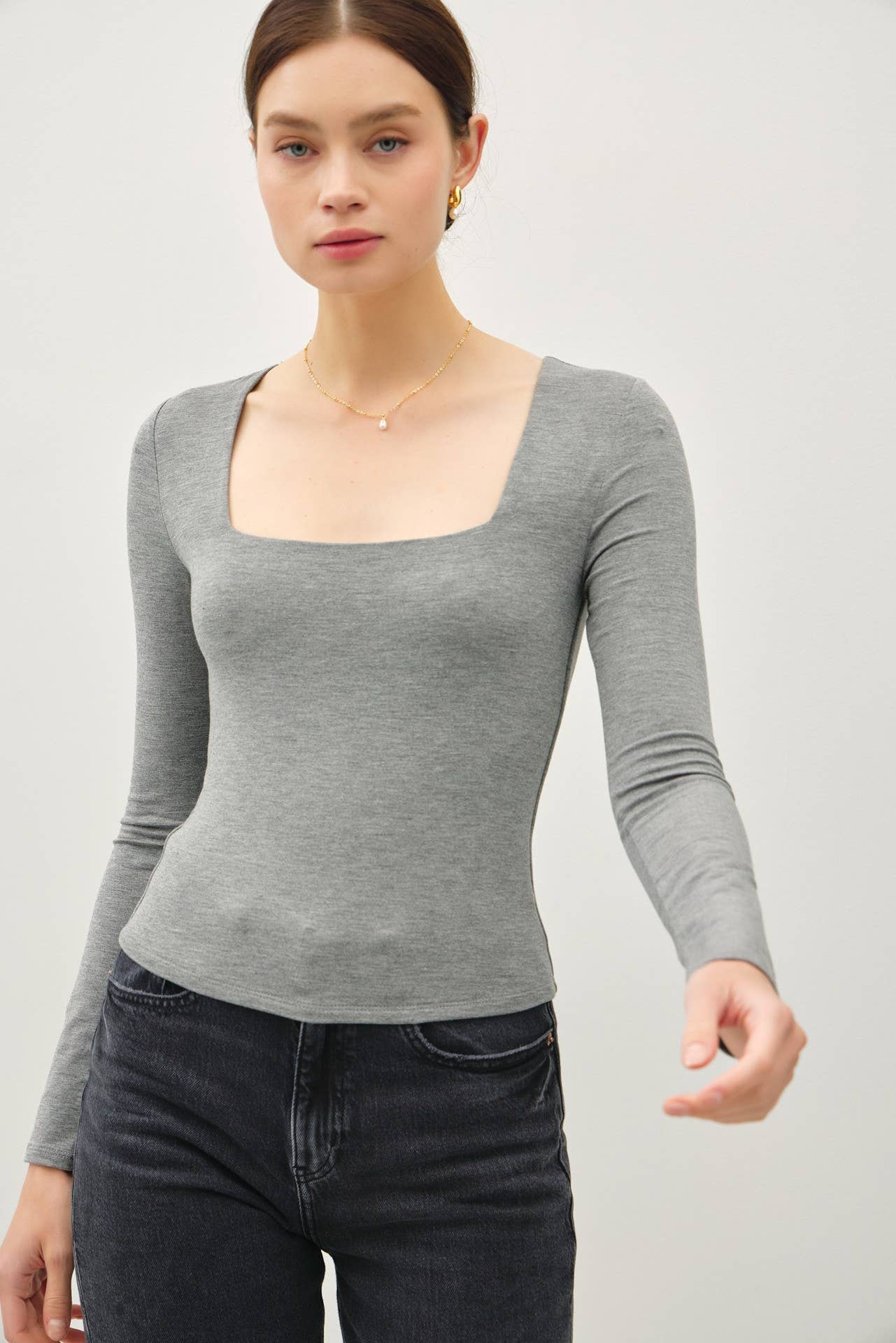 Be Cool BASIC THREADS SQUARE NECK LONG SLEEVE TOP