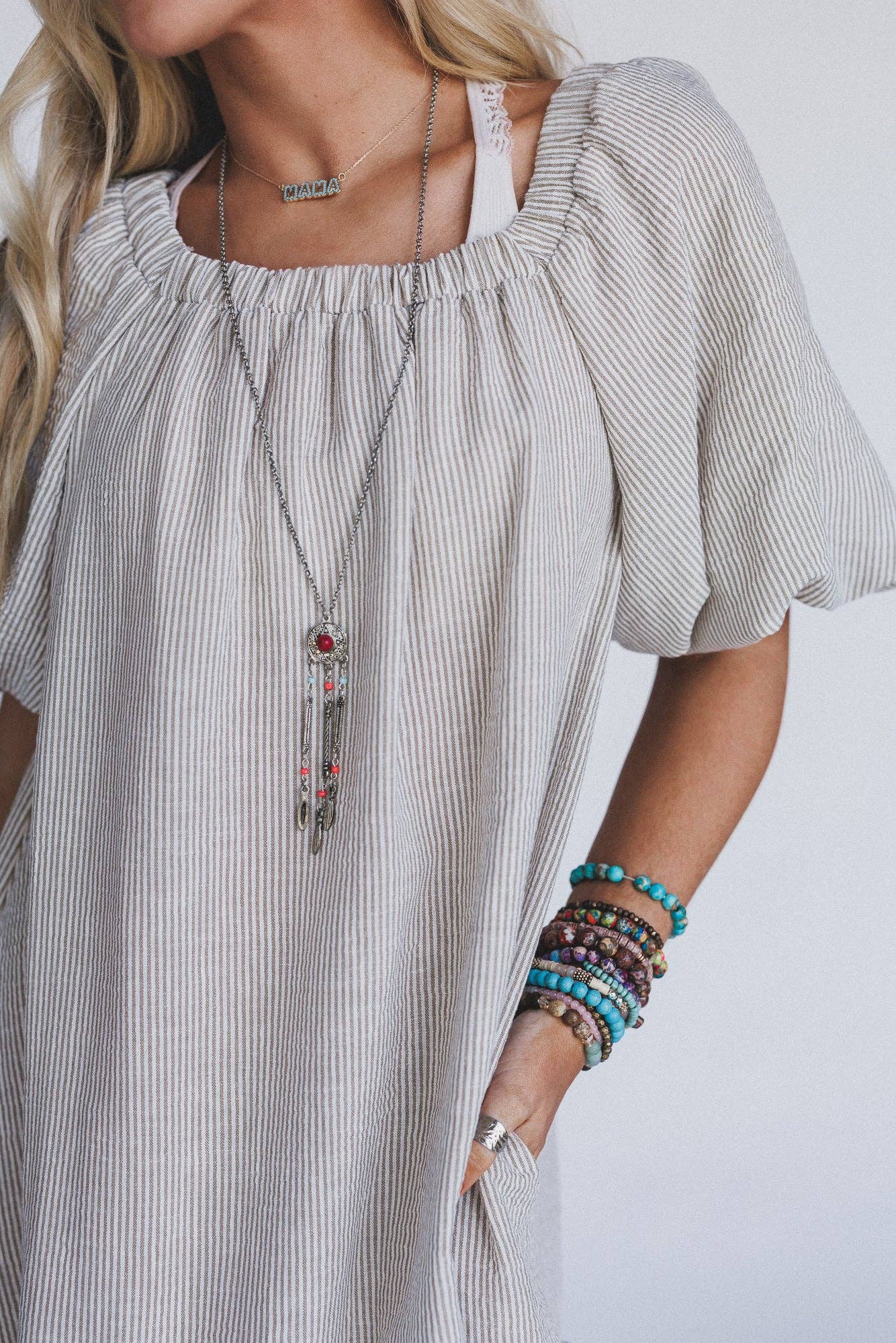 Three Bird Nest Solace Ruffled Hem Dress - Natural