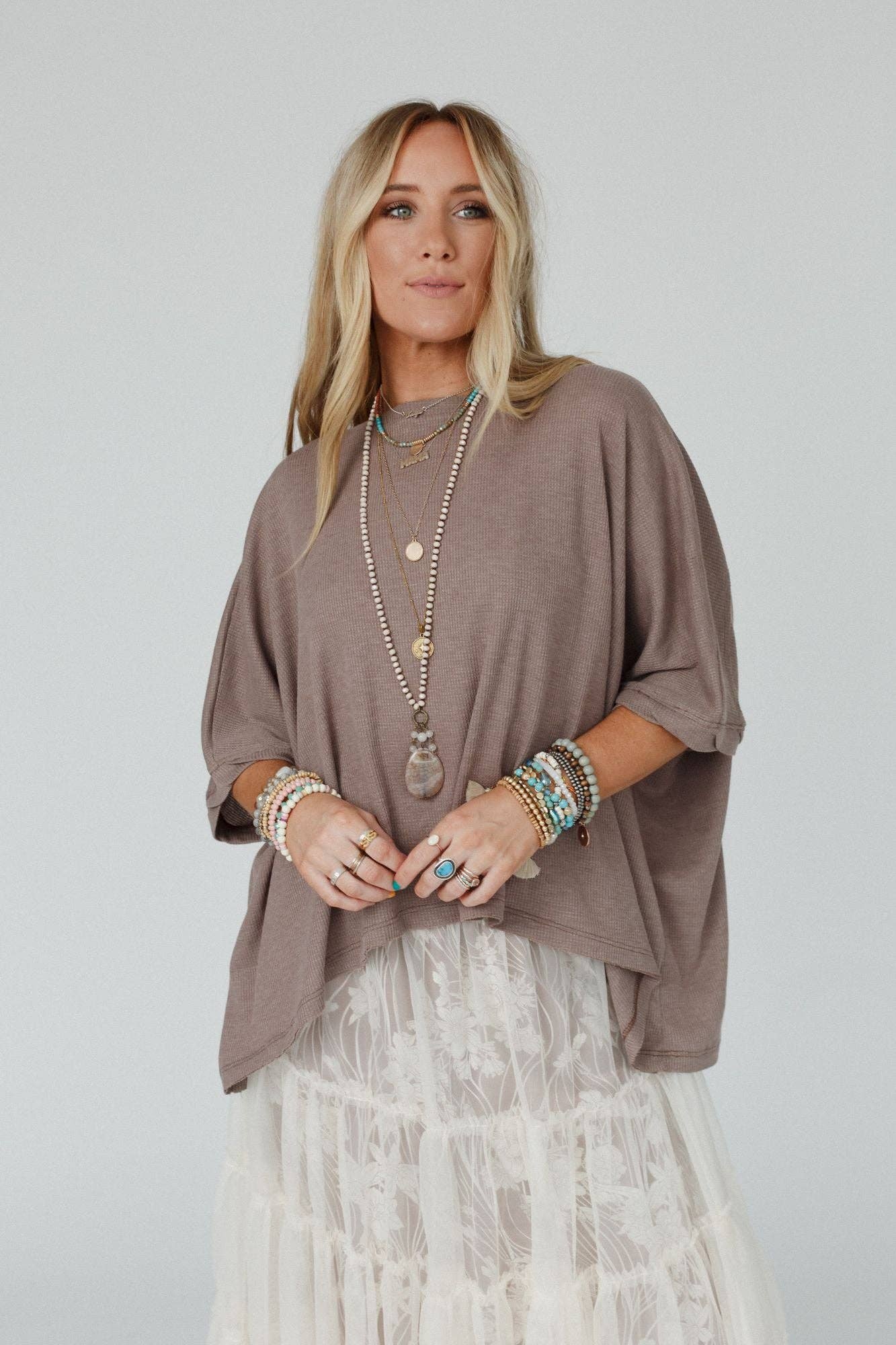 Three Bird Nest Kelsie Dolman Top - Dark Oatmeal