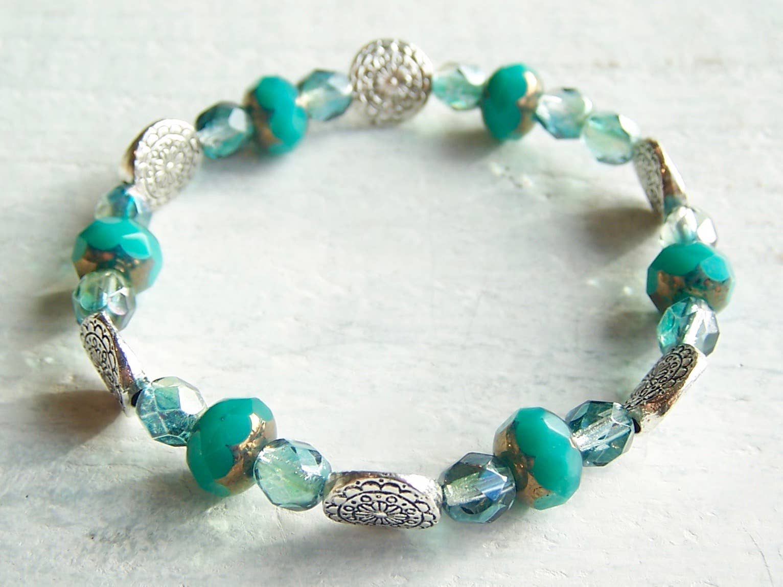 Jo Bird Jewelry Elastic Czech Bracelet - Spring Colors