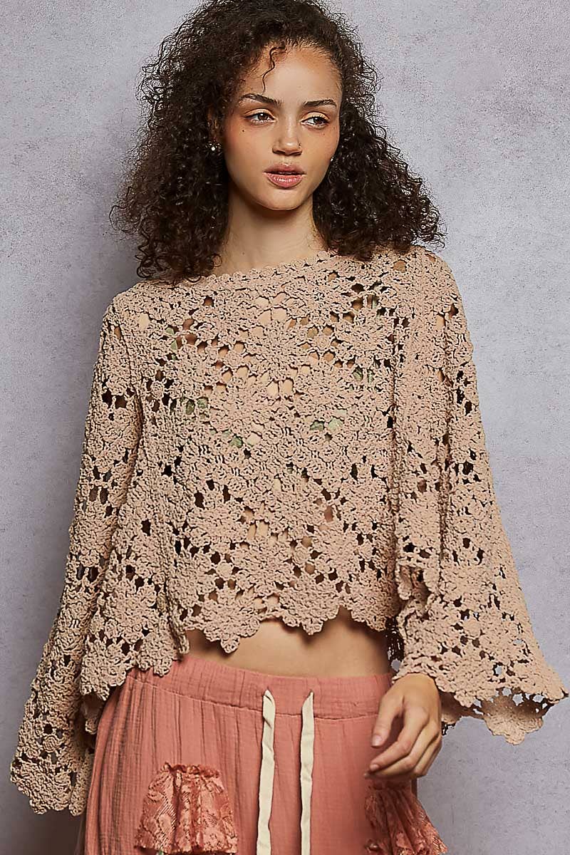 Pol Clothing Bayside Bonfire Crochet Top