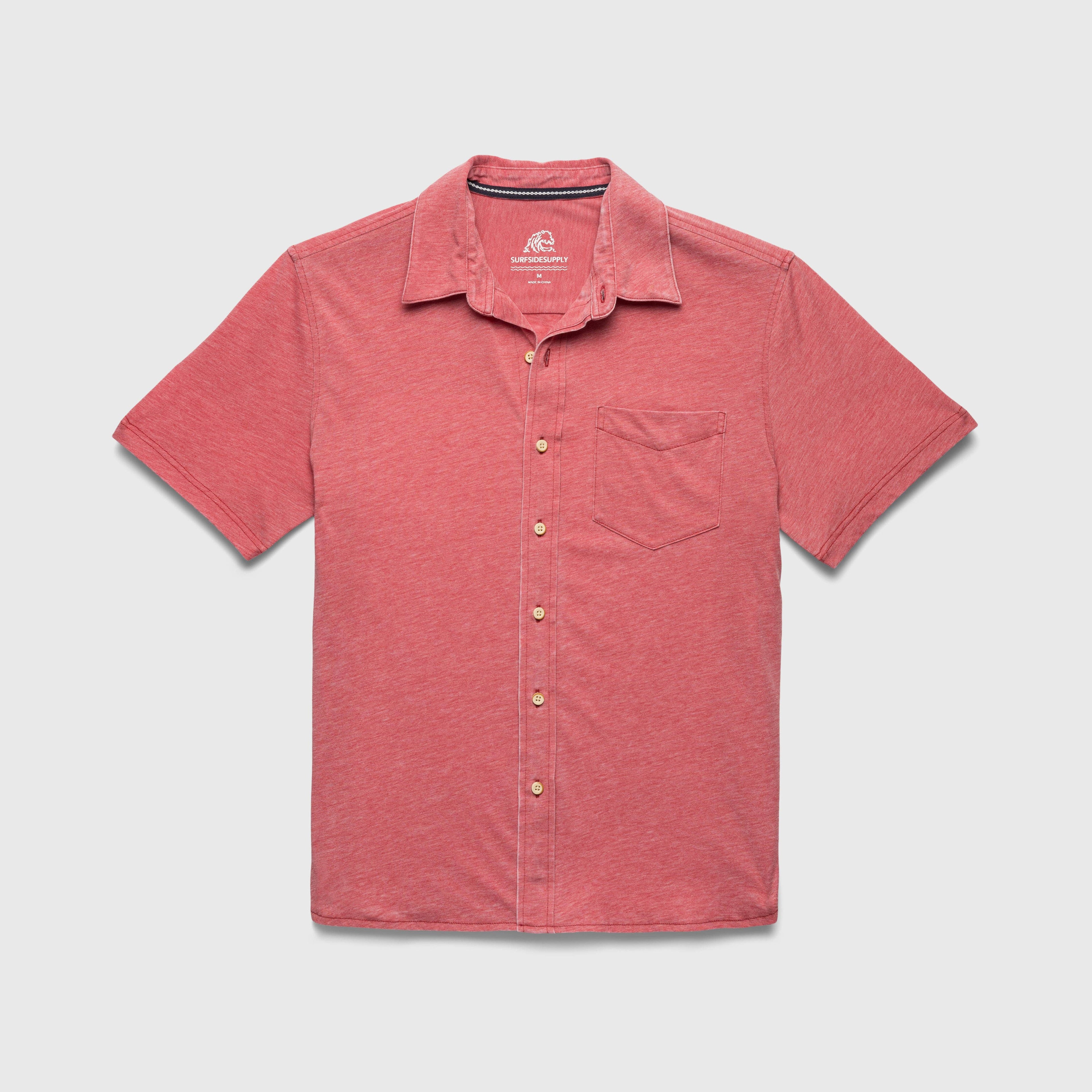 SURFSIDESUPPLY Tony S/S Burnout Knit Shirt - Mineral Red