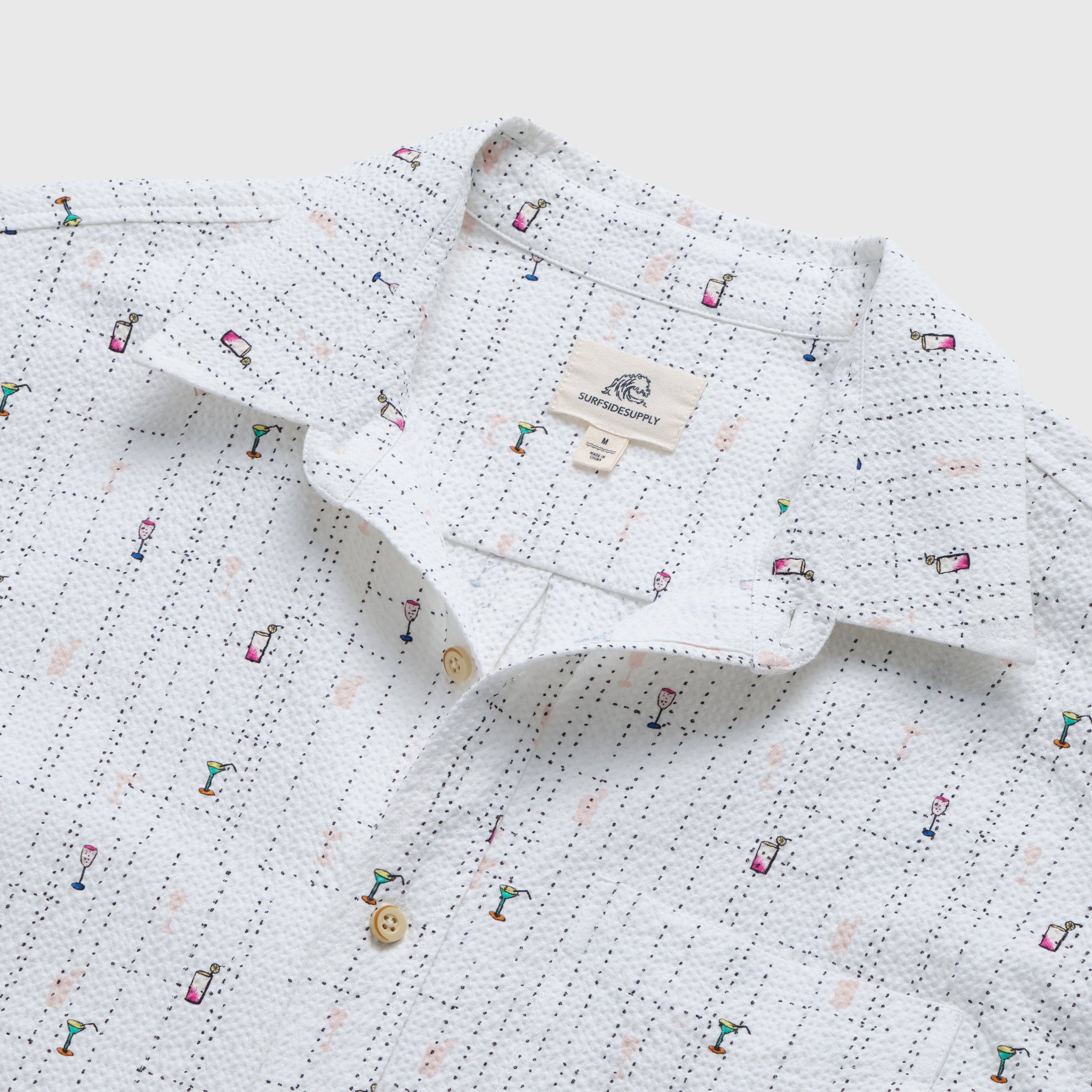 SURFSIDESUPPLY Joey Seersucker Cocktail Printed Shirt