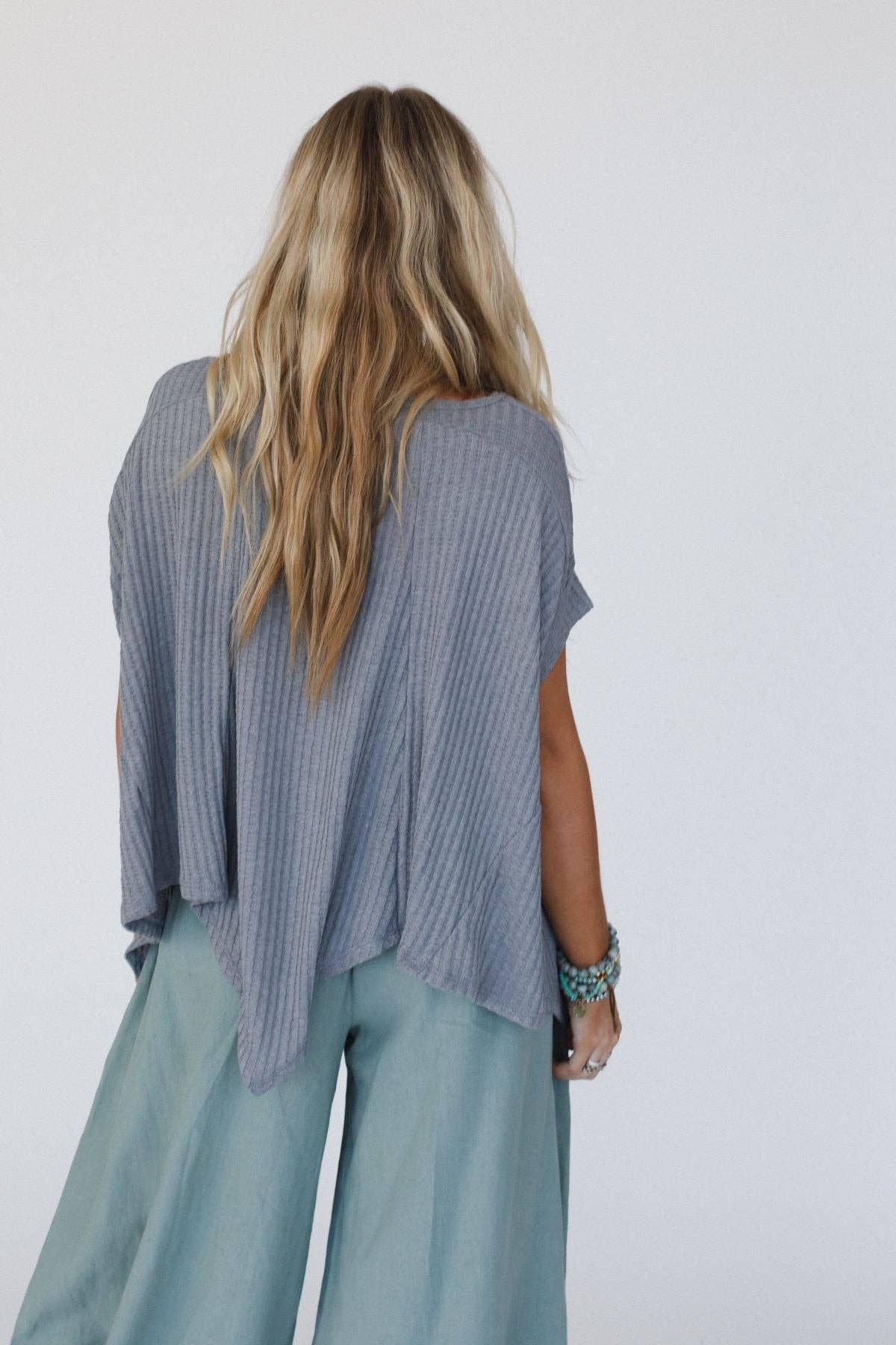 Three Bird Nest Everleigh Textured Tunic Top - Heather Gray