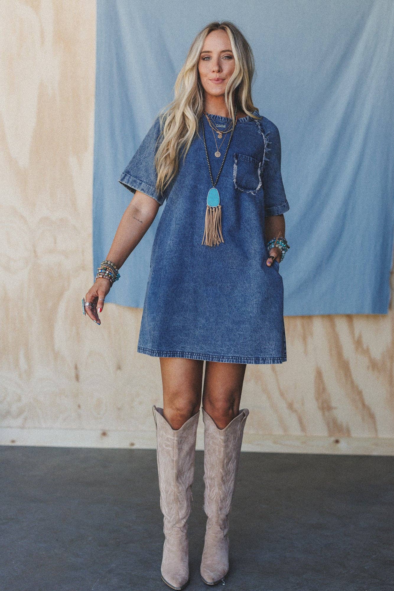 Three Bird Nest Jayda Pocket Dress - Blue