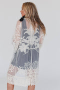 Three Bird Nest Butterfly Beach Kimono - Ivory OS