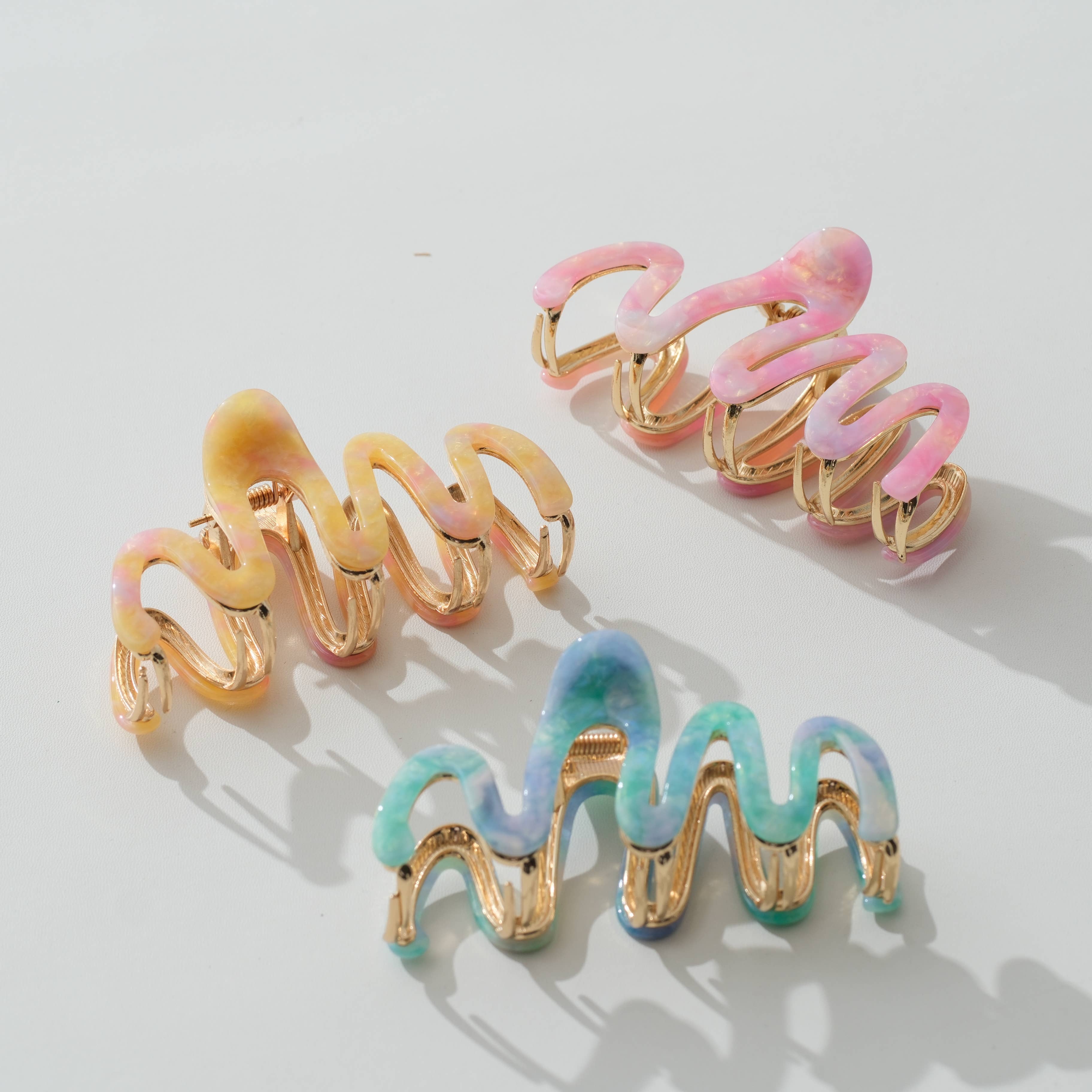 Adorro Willow Island Sun Metal Squiggle Claw Clip - Large