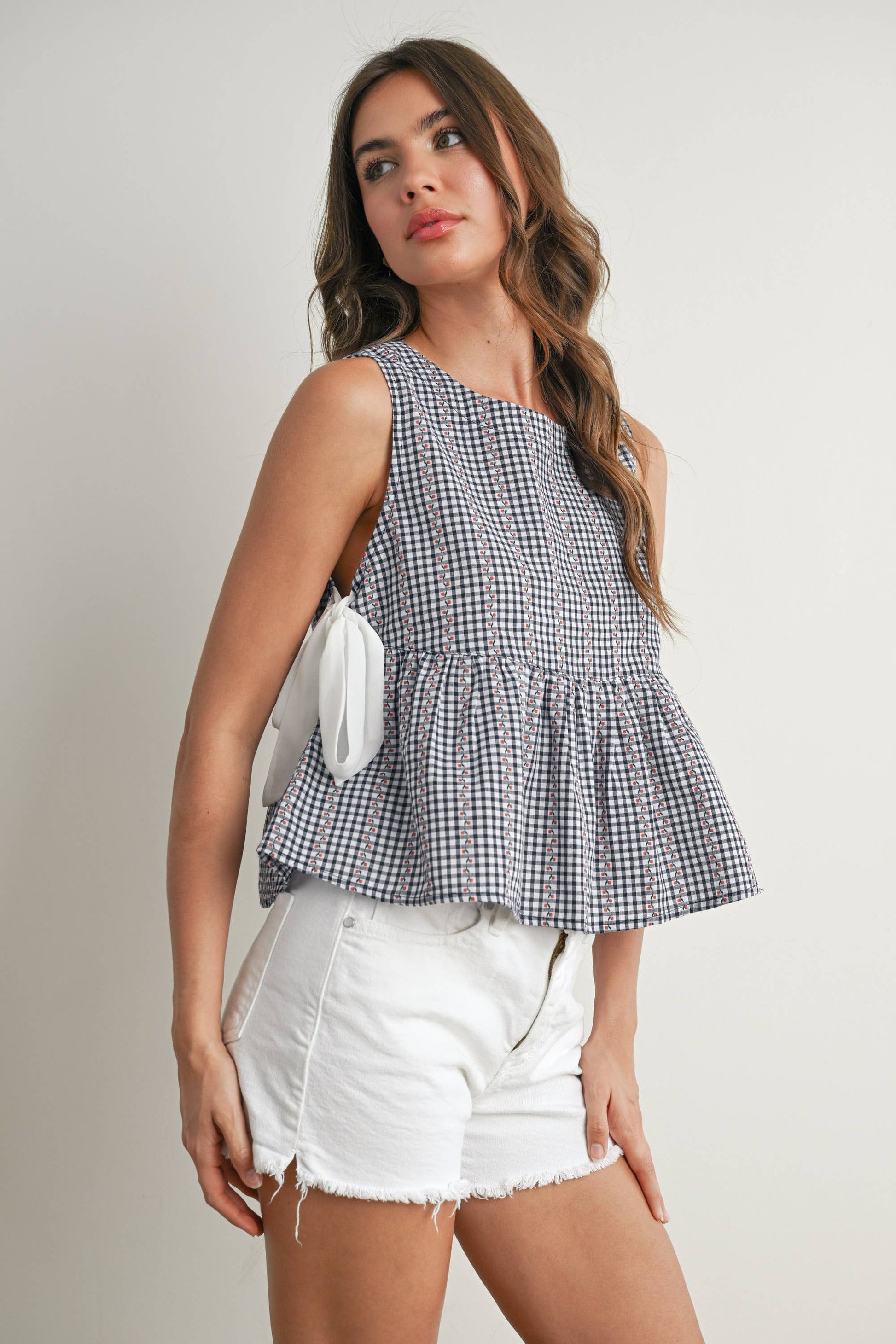 BUTTERMELON SKY MEADOW PEPLUM TOP