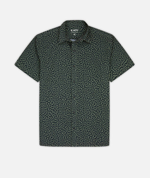 Jetty Sandspit Tech Woven Shirt - Olive Olive