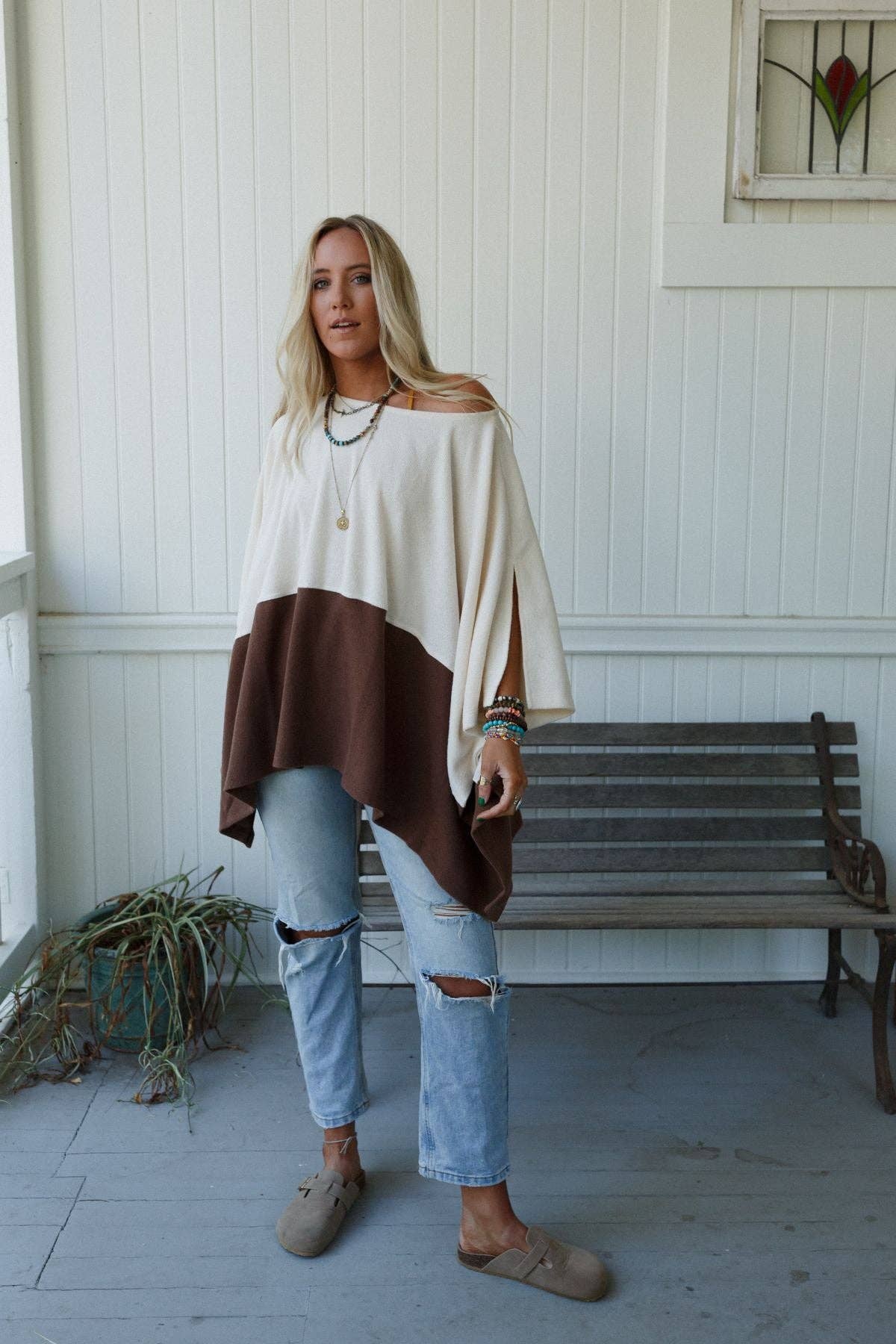 Three Bird Nest Lucky Shadow Top - Cream Brown