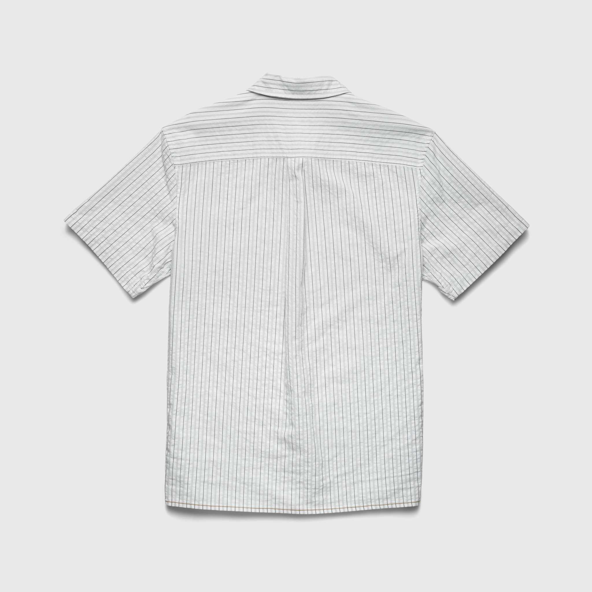 SURFSIDESUPPLY Joseph Crinkle Stripe Short Sleeve Shirt - White Navy