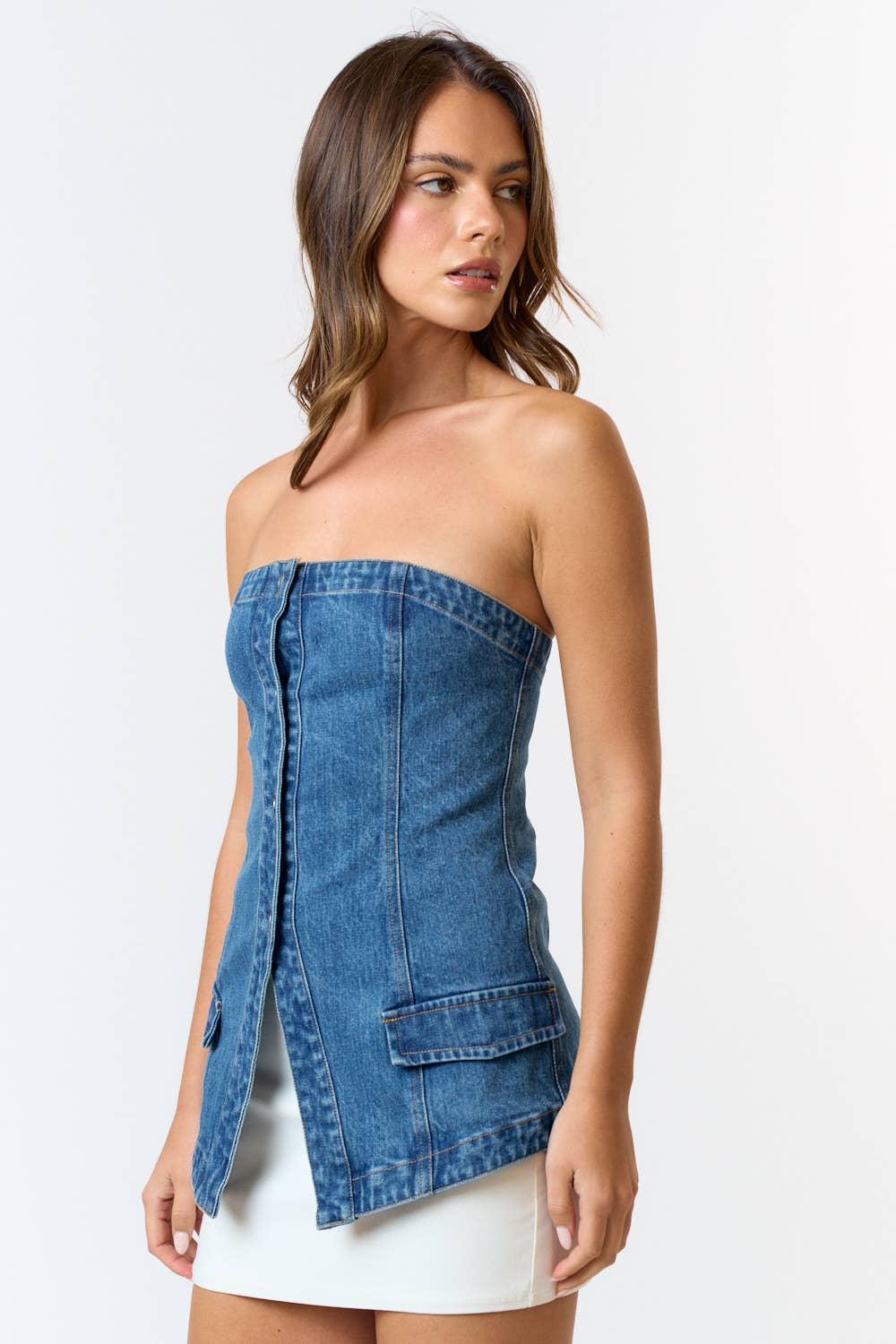 Blue Blush BROOKE DENIM TOP