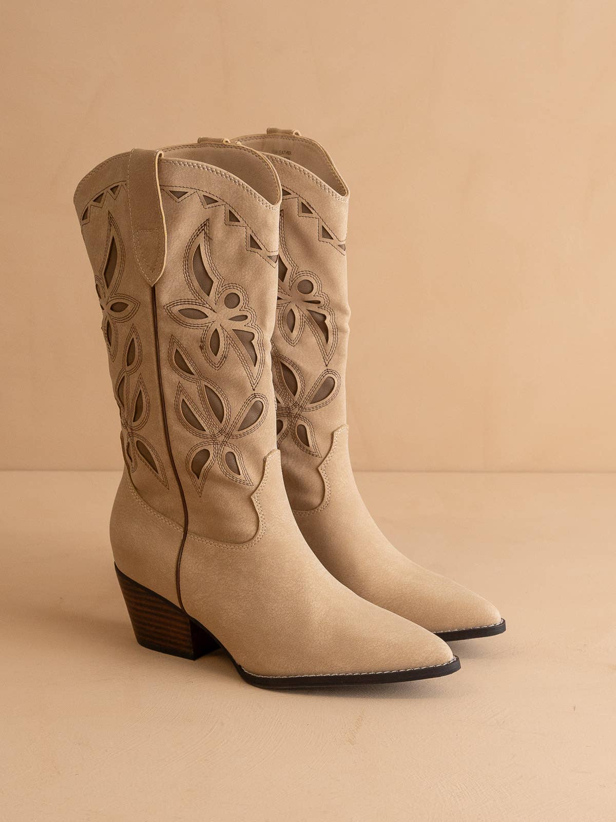 OASIS SOCIETY THE ZINNIA | Khaki Laser Cut Western Boot